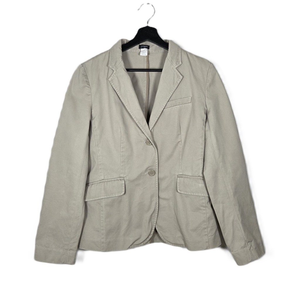 J.Crew Khaki Cotton Blazer Jacket Two Button Business Casual Women Size 6
